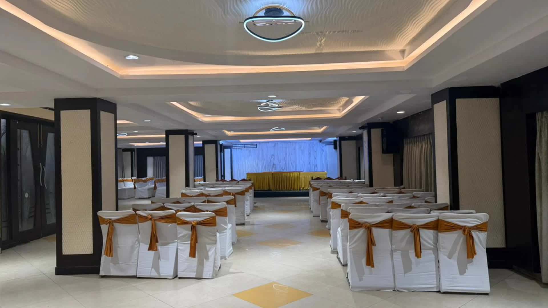 Seating arrangement inside Saket Banquet Hall