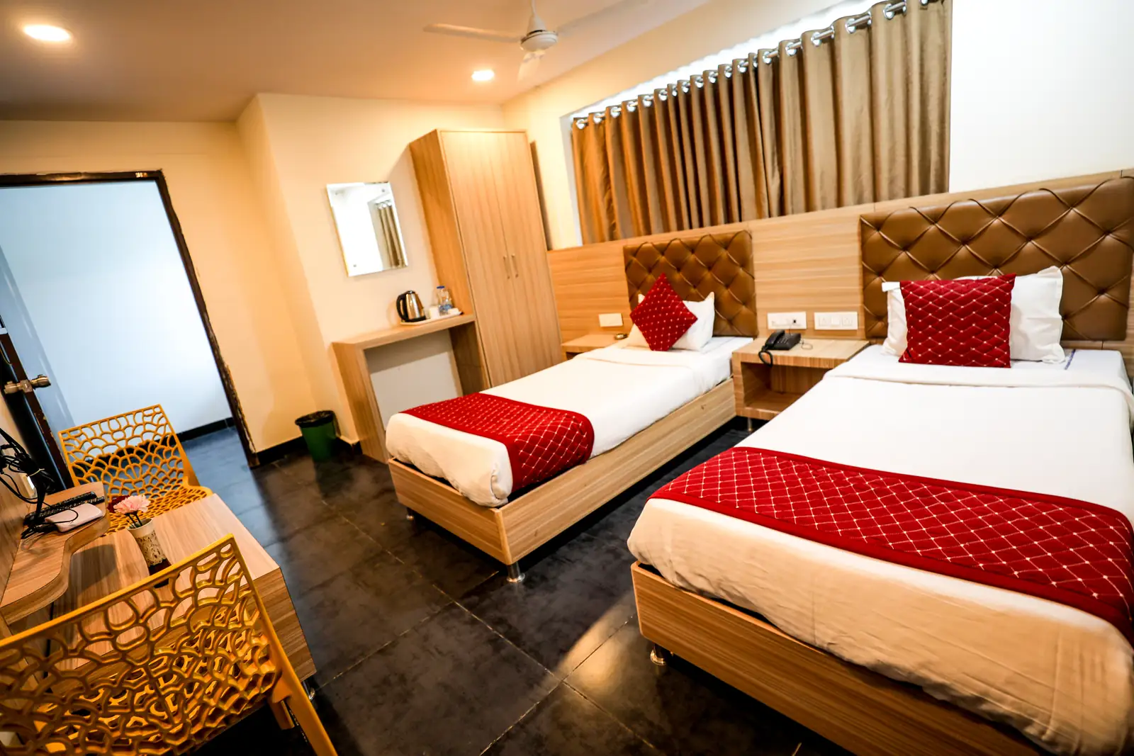 Comfortable room for travellers deciding Where to Stay in Madhapur